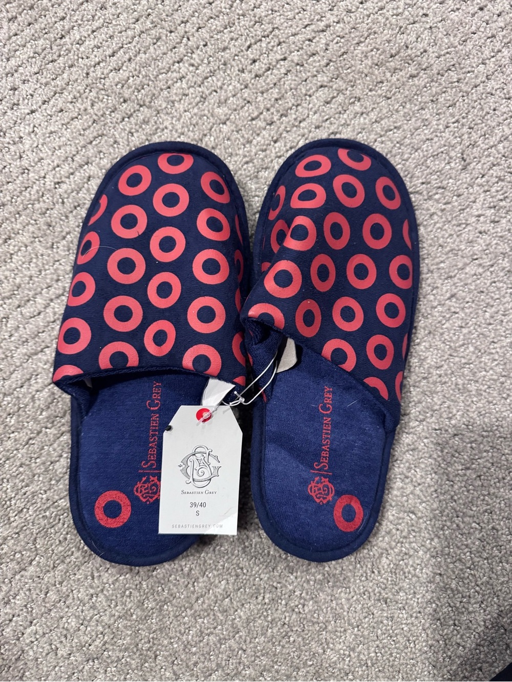 Sebastien Grey Women’s Navy & Pink Patterned Slip-On Slippers